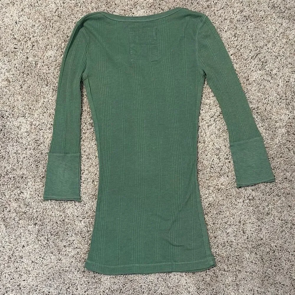2 Hollister Blue Green Y2K Henley Tops Small - Picture 5 of 10